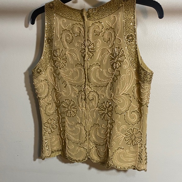 J Kara Embellished Gold Sleeveless Top - Picture 3 of 3